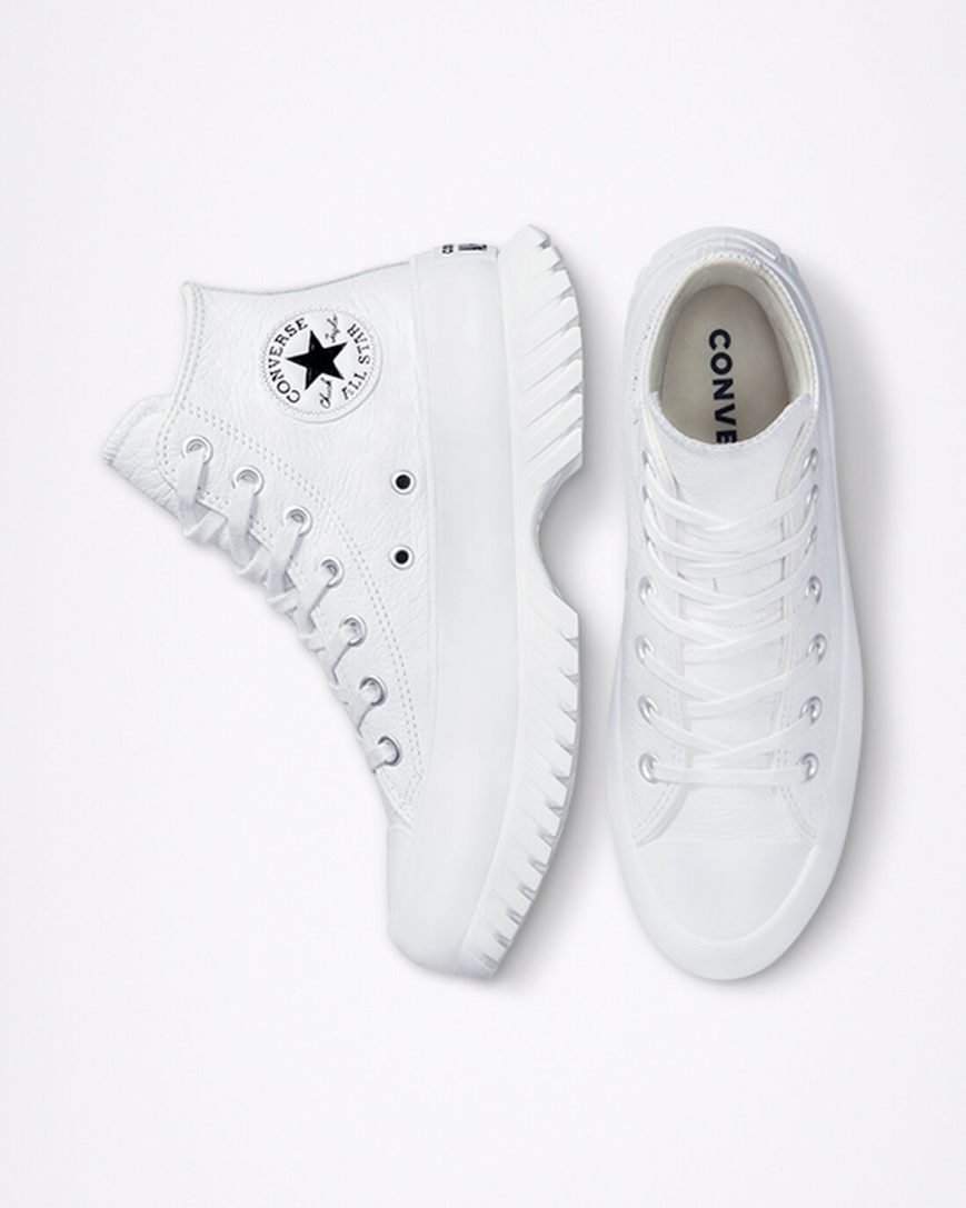 Dámské Boty Vysoké Converse Chuck Taylor All Star Lugged 2.0 Læder Bílé Černé | CZ PZYQ32